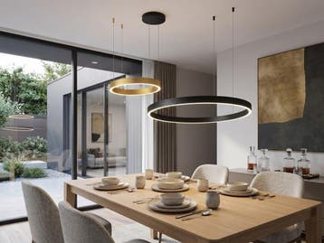 Veiling - Hanglamp Zand Zwart en Goud Duo Ring 60W LED CCT 3, Nieuw