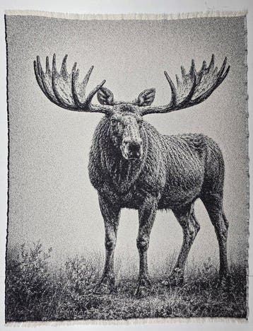 Exclusief wandtapijt met eland in katoenjacquard - 180×140