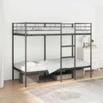 vidaXL Stapelbed zonder matras 90x190 cm staal zwart, Huis en Inrichting, Slaapkamer | Bedden, 90 cm, Eenpersoons, Verzenden, Zwart