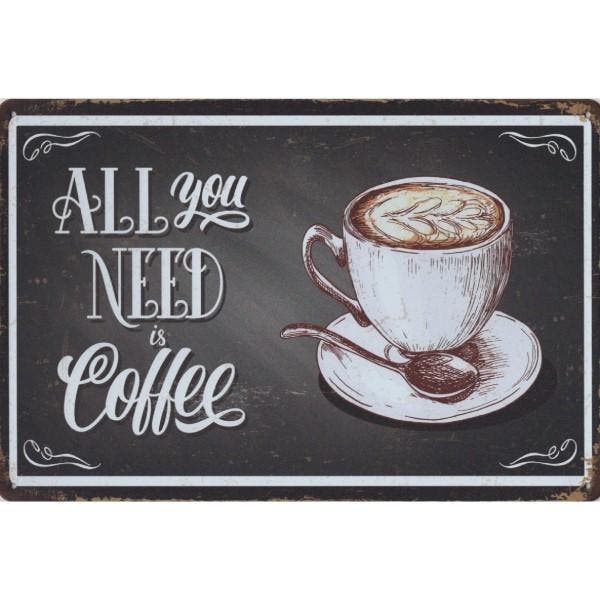 Wandbord -  All You Need Is Coffee, Huis en Inrichting, Woonaccessoires | Wanddecoraties, Nieuw, Ophalen of Verzenden