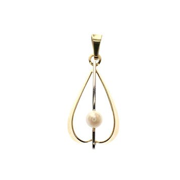 Bicolor gouden hanger met parel (Hanger of bedel), Ophalen of Verzenden, Gebruikt, Goud, Overige merken
