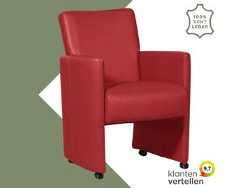 Leren eetkamerstoel Elegant - Toledo Ducati (rood) - Zonder, Huis en Inrichting, Stoelen, Eigentijds, Modern, Nieuw, Leer, Ophalen of Verzenden