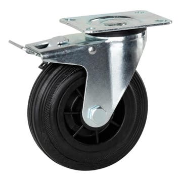 Rubberen zwenkwielen geremd 125 mm ZW002, Doe-het-zelf en Verbouw, Zwenkwielen, Nieuw