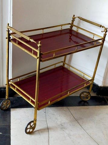 Serveerwagen - Messing serveerwagen/barwagen – Italiaanse