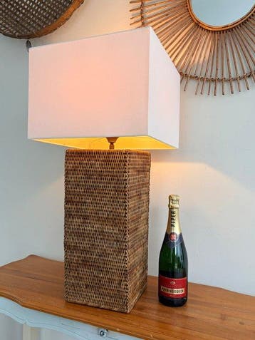 Tafellamp - XXL Vintage Birmaanse Wicker & Rattan