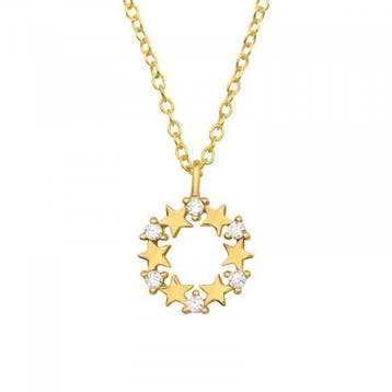 Zilveren ster ketting met cubic zirconia, Sieraden, Tassen en Uiterlijk, Kettingen, Met hanger, Nieuw, Ophalen of Verzenden, Goud