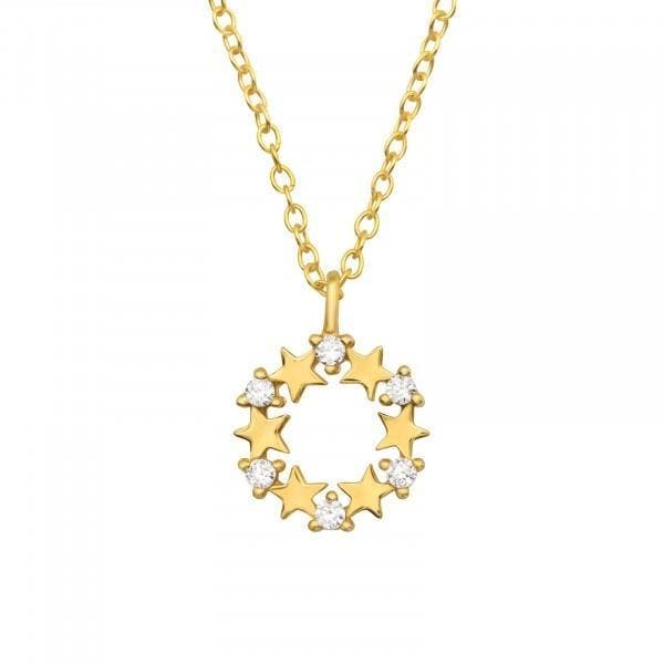 Zilveren ster ketting met cubic zirconia, Sieraden, Tassen en Uiterlijk, Kettingen, Goud, Nieuw, Met hanger, Zilver, Ophalen of Verzenden