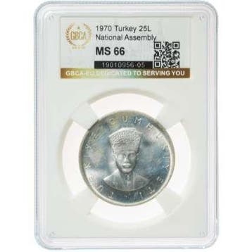 Turkije. Republic. 25 Liri 1970 GBCA - EU MS66 (Zonder