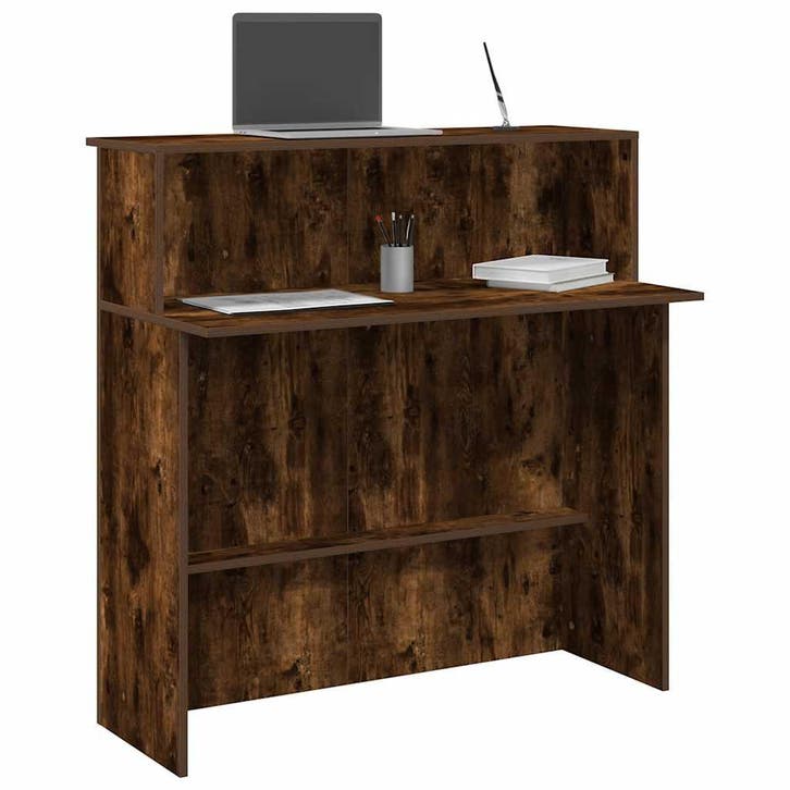 vidaXL Receptiebalie 100x50x103,5 cm bewerkt hout gerookt, Huis en Inrichting, Bureaus, Nieuw, Verzenden