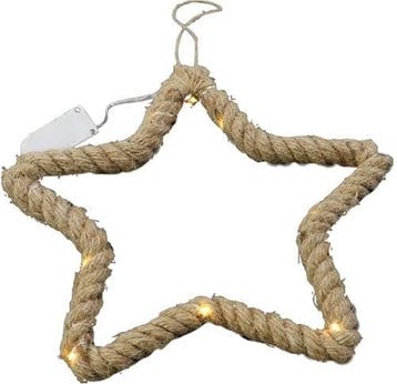 Ster Manilla met touw en LED 35 cm timer, Ophalen of Verzenden, Nieuw