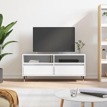 vidaXL Tv-meubel 100x34,5x44,5 cm bewerkt hout hoogglans wit, Minder dan 50 cm, Verzenden, Nieuw, Minder dan 100 cm