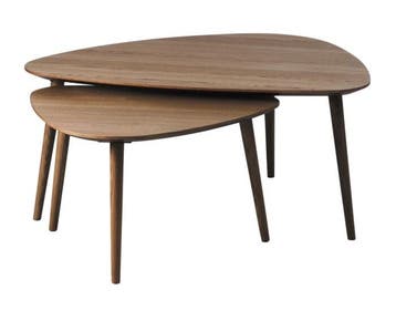 Salontafel Adda set van 2 driehoekig Eiken - Bruin, Ophalen of Verzenden, Nieuw