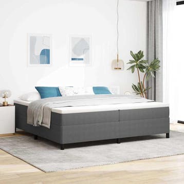 vidaXL Boxspringbed Lichtgrijs 200 x 200 cm Katoen Stof, Verzenden, Nieuw, Tweepersoons, Stof