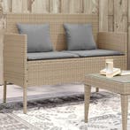 vidaXL Tuinbank met kussens poly rattan beige, Tuin en Terras, Tuinbanken, Verzenden, Nieuw, Rotan