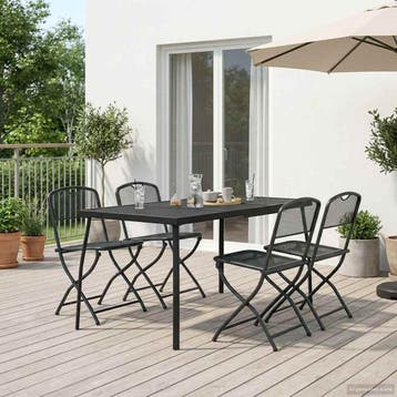 vidaXL Buitenmeubelset 5 pcs Antracietkleurig Ijzer en Staal, Verzenden, Nieuw, Rvs, 5 zitplaatsen