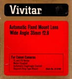 Vivitar Automatic Fixed Mount Lens Wide Angle 35mm f/2.8 voo, Verzenden, Nieuw