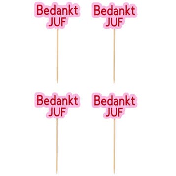 Taarttopper Bedankt Juf 7cm 4st., Verzenden, Nieuw