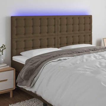 vidaXL Hoofdbord LED 200x5x118/128 cm stof donkerbruin, Verzenden, Nieuw, Bruin, Stof