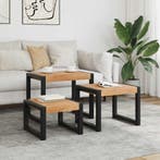 vidaXL Tafeltjesset 3 st massief hout, Huis en Inrichting, Tafels | Bijzettafels, Verzenden, Nieuw, Hout, 45 tot 60 cm