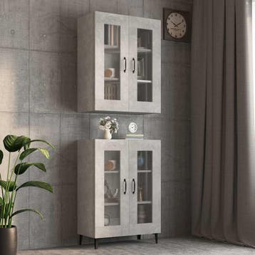 vidaXL Bovenkast 69,5x34x90 cm betongrijs, Verzenden, Nieuw, 50 tot 100 cm, Minder dan 100 cm