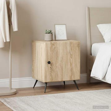 vidaXL Nachtkastje 2 st Sonoma Eiken 43 x 34,5 x 50 cm, Minder dan 45 cm, Verzenden, Nieuw, Minder dan 55 cm