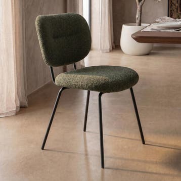 *WOONWINKEL* Moderne Eetkamerstoel Groen Boucle, Verzenden, Nieuw