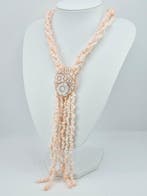 Koraal - Zilver - Halsketting - Roze koraal en camee, Antiek en Kunst, Curiosa en Brocante