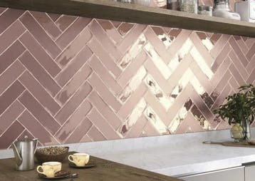 Wandtegel Equipe Cerámica Colonial Roze Glans 7,5x30, Nieuw, 20 tot 40 cm, 10 m² of meer, Wandtegels
