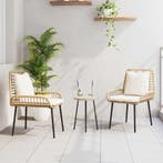 vidaXL Tuin eettafelset 3 pcs Bruin en Crème poly rattan, Verzenden, Nieuw, Rotan, 3 zitplaatsen
