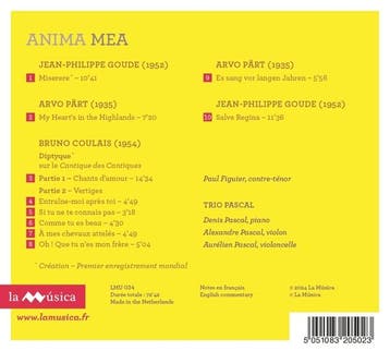 cd - paul figuier trio pascal - ANIMA MEA (nieuw), Verzenden, Zo goed als nieuw