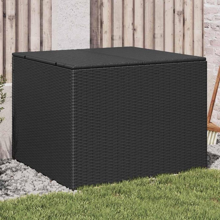 vidaXL Tuinbox 291 L poly rattan zwart, Tuin en Terras, Overige Tuin en Terras, Nieuw, Verzenden