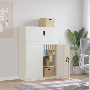 vidaXL Archiefkast 90x40x130 cm staal wit, Verzenden, Nieuw