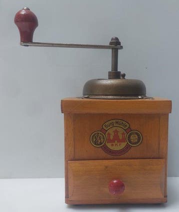 Koffiemolen - Hout, Metaal - Oude koffiemolen, Antiek en Kunst