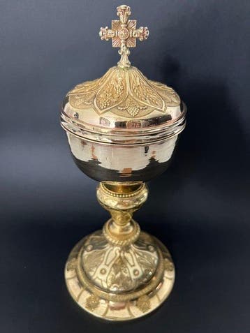 Ciborium - .950 zilver, Vermeille - 1800-1850 - 36 cm