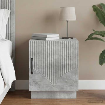vidaXL Nachtkastje Concerte Grijs 43 x 34,5 x 47 cm Bewerkt, Minder dan 45 cm, Verzenden, Nieuw, Minder dan 55 cm