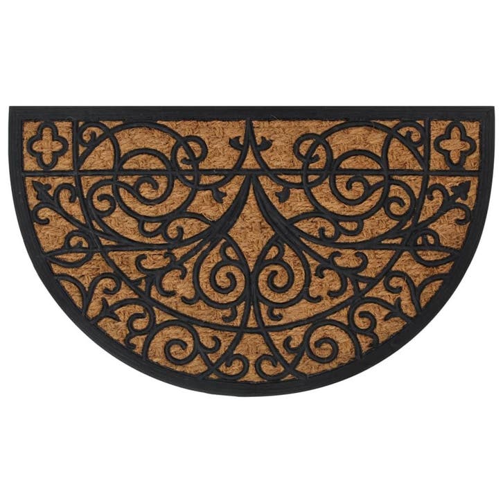vidaXL Deurmat halfrond 45x75 cm rubber en kokosvezel, Tuin en Terras, Deurmatten, Nieuw, Verzenden