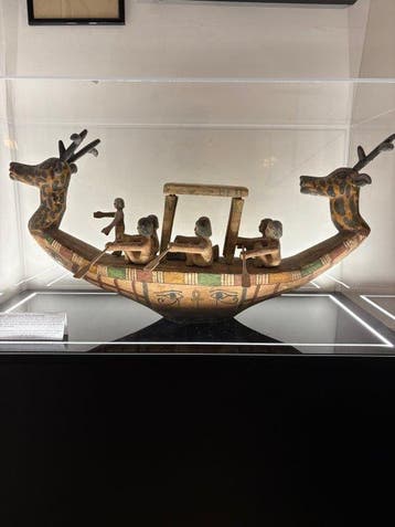Oud-Egyptisch Hout Egyptische Grand Tour Funeraalbootmodel –