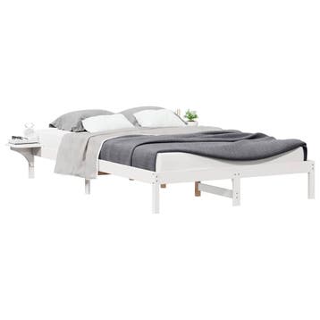 vidaXL Bedframe met Zijtafels Wit 160 x 220 cm Massief, Huis en Inrichting, Slaapkamer | Bedden, Verzenden, Nieuw, Wit, Hout