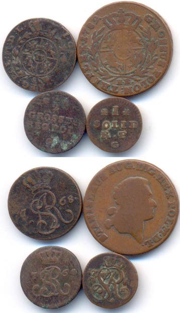 Lot 4 Stuecke Polen: Stanislaus August, 1764-1795, Verzenden