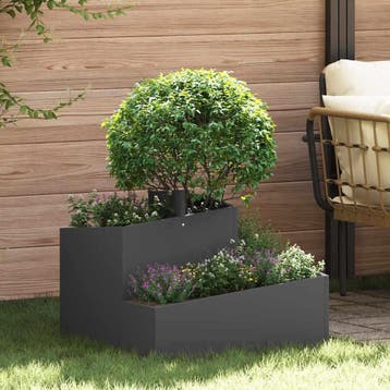 vidaXL Plantenbak Zwart 60 x 60 x 50 cm Koudgewalst staal, Tuin en Terras, Bloembakken en Plantenbakken, Verzenden, Nieuw, Metaal