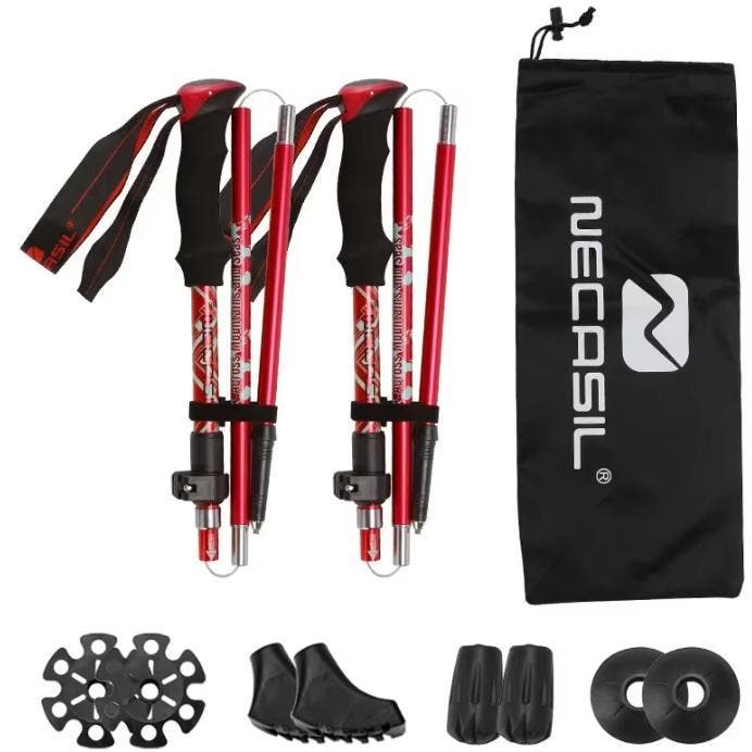 Set van 2 Trekkingstokken Ultralicht Telescopisch Aluminium, Sport en Fitness, Bergsport en Wandelen, Nieuw, Verzenden