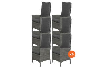 VDG Set van 6 - Timber wicker verstelbare tuinstoel -, Verzenden, Nieuw, Overige materialen