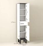 Badkamerkast Hoog met Verstelbare Planken en Lade – Wit, Verzenden, Nieuw