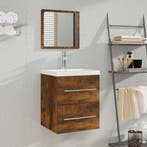 vidaXL Badkamerkast met spiegel 41x38,5x48 cm gerookt, Verzenden, Nieuw, (Half)hoge kast, Minder dan 100 cm