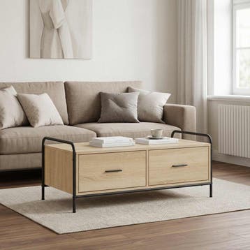 vidaXL Salontafel Sonoma Eiken 99,5 x 49 x 41 cm Bewerkt, Huis en Inrichting, Verzenden, Nieuw, Overige houtsoorten, Minder dan 50 cm