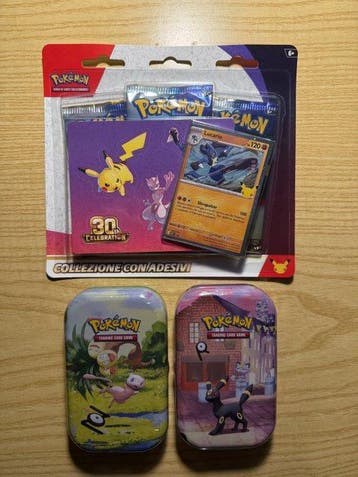 Pokémon TCG 30th Celebration – Sticker Blister + 2x Mini Tin, Nieuw