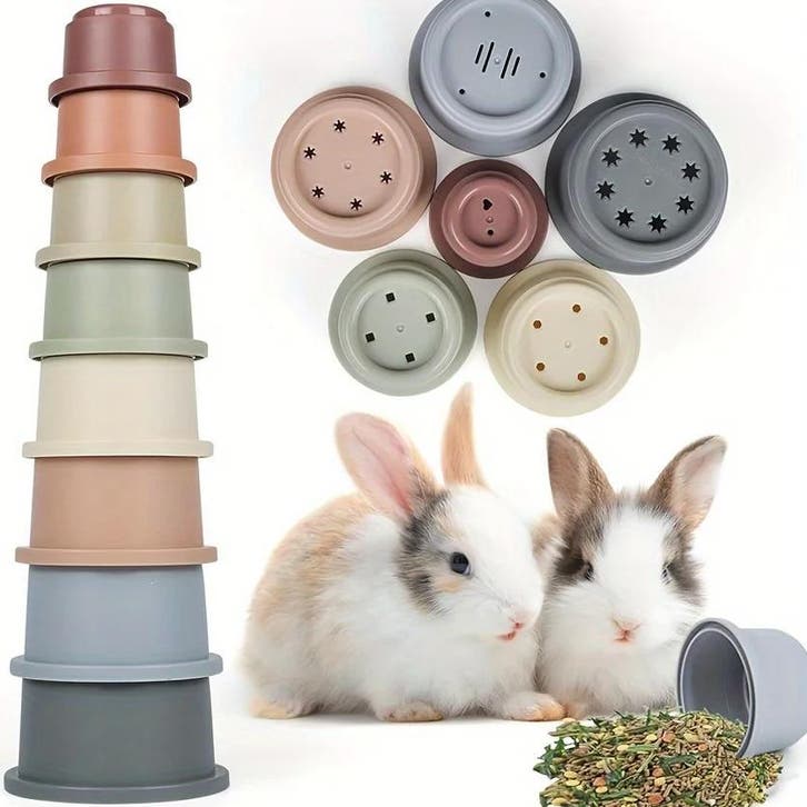 8-Delige Stapelbekers Speelgoed Set voor Kleine Dieren, Dieren en Toebehoren, Dierenvoeding, Verzenden