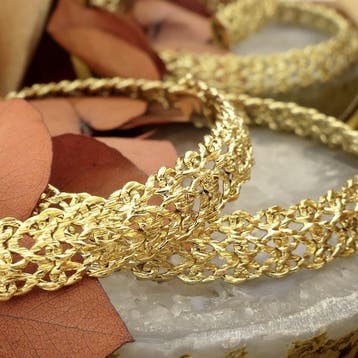 Gouden fantasieschakel collier (Ketting), Ophalen of Verzenden, Gebruikt, Goud, Goud