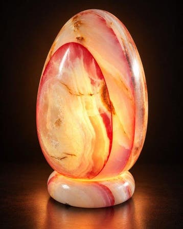 Lamp - Onyx - Vintage ei-vormige lamp van onyx