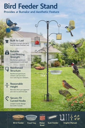 Voederpaal Vogelhuisje met 4 Haken - 190 cm Hoog - Zwaar Sta, Verzenden, Nieuw